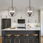 Modern Farmhouse Chandeliers for Dining Room Light Fixture 4 Light Adjustable Pendant Lights Kitchen Island Faux Wood Rustic Hanging Small Kitchen Chandelier for Entryway Living Room Foyer Hallway