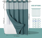 SeawedGreen No Hook Waffle Weave Shower Curtain with snap-in Liner Replacement, 230GSM Waterproof Fabric Hotel Shower Curtain Set for Bathroom, Through Mesh Top Window,71Wx77H