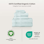BIOWEAVES 100% Organic Cotton Bath Sheet Set of 2 | Soft Oversized Bath Towels | 700 GSM Premium Bath Towel Sheet Set GOTS Certified - Seafoam