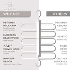 MORALVE Pants Hangers Space Saving - European Beechwood Scarf and Jean Hangers - Closet Organizer and Space Saver Pant Rack, Leggings Hanger, and Scarf Holder with 360° Swivel Hook (1 Pack)