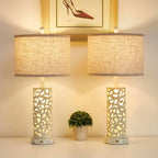 26" Farmhouse Table Lamp - 2 USB A+C 3-Way Dimmable Touch Lamps