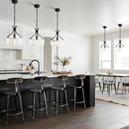 Glass Pendant Light Kitchen Island, 11.8" Industrial Hanging Light Fixture, Black Pendant Lighting with Glass Shade for Dining Room Kitchen Sink Hallway Entryway