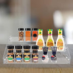 PMMASTO Tiered Spice Rack, Seasoning Organizer, Clear Acrylic Vertical Shelves Can Organizer for Countertop, Cabinet, Pantry, Kitchen Organization and Storage - 3 Tier