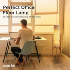 Ozarke Zen Modern Floor Lamp - Fabric Shade & Wood Frame Mid-Century 44 Inch Standing Corner Light for Bedroom, Living Room & Home Decor - E26 Bulb Warm 3000K (Natural Wood)