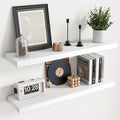 Floating Shelves for Wall with Invisible Brackets, Wall Mounted Engineered Wood Shelves with Wood Grain for Living Room, Bedroom, Bathroom, Kitchen Decor and Storage, Oak, 36"L Set of 2, White