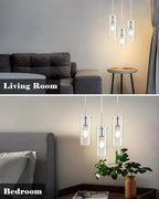 Chrome Pendant Lights Kitchen Island 3 Packs, Glass Pendant Light, Modern Clear Glass Pendant Light Fixture, Pendant Lights for Kitchen Island, Living Room, Bathroom