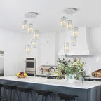 Chrome Pendant Lighting Modern Pendant Light, Mini Crystal Chandeliers,Adjustable Pendant Light Fixture for Kitchen Island Dinning Room Corridor Bedroom…(Gold 5-Light)
