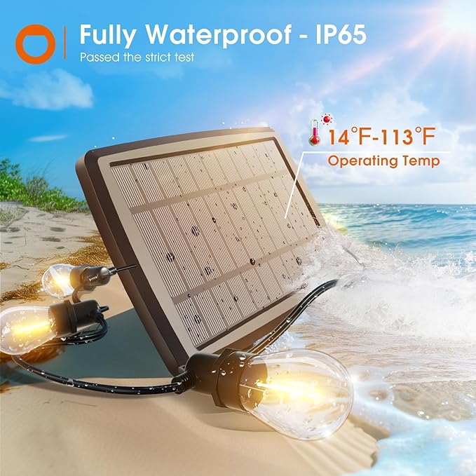 addlon 78(72+6) FT Solar String Lights Outdoor Waterproof with USB Port & Remote Control Solar Patio Lights Long Last for 20+Hrs Dimmable Solar Power LED Bulbs Hanging for Porch Garden Market Bistro