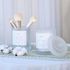 Qtip Holder & Cotton Pad Dispenser, Bathroom Organizer and Storage Canisters, 16oz Glass Apothecary Jars for Kitchen, Restroom - Home Decor, Room Decor Aesthetic (2 Pack, Frosted White)
