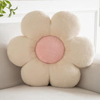 Flower Pillows, Decorative Pillows for Couch, Cute Daisy Pillow for Bed, Flower Shaped Decorative Throw Pillow Room Decor (Beige, 14.9 Inches)