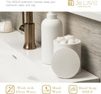 Cotton Swab Holder Bathroom Organizer – Bathroom Canisters with Lids Cotton Pad Holder for Countertop, Vanity – Luxury Apothecary Jars with Lids Hold Swabs, Makeup Pads (White)