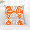 HWY 50 Orange Fall Decorative Throw Pillow Covers 18x18 Inch (1 Piece), Embroidered Cotton Farmhouse Cushion Cover Pillow Case for Sofa Couch Living Room Bed Bedroon, Floral Geometric