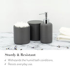 ZCCZ Gray Bathroom Accessories Set 6 Pieces - Toothbrush Holder, Lotion Dispenser, Qtip Container, Vanity Tray, Tumbler - Countertop Organizer for Bathrooms - Elegant and Functional Décor Set