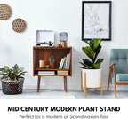 Fox & Fern Large Adjustable Plant Stand Indoor — 11 to 15 Inch Premium Mid Century Bamboo Plant Stand; Plug In Design; Easy Assembly; Two Heights - For 11, 12, 13, 14 & 15 Inch Pots (Not Included)