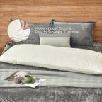 PHF Super Soft Velvet Zippered Body Pillowcase, No Insert, 1 Pack Luxury Cozy Warm Pillow Sham Cover with Zipper, 20"X 54" Long Cozy Fuzzy Flannel Pillow Case, Cream