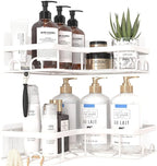 Corner Shower Caddy - 2 Pack, Adhesive Shower Organizers, Rustproof Stainless Steel Shower Shelves with 8 Hooks, No Drilling Bathroom Organizers and Storage Racks, Space-Saving, White, Medium