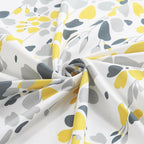 Fabric Shower Curtain, Yellow and Gray Floral Flower Shower Curtains for Bathroom, Waterproof Bathroom Curtains, 62" W x 72" H