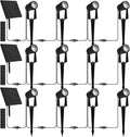 Zyan Solar Landscape Spotlights Outdoor, 3 Separate Panels, Auto On/Off, IP65 Waterproof, 36 LEDs, Long-Lasting Warm White Solar Yard Lights for Garden, Pathway & Trees (12-Pack)