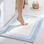 GRANNY SAYS Microfiber Bathroom Rugs Non Slip Washable, Water Absorbent Bathroom Mats for Tub Non Slip, Soft Bath Mats for Floor & Shower, Long Bath Rug, 24" x 36", Baby Blue