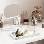 WORHE Italy Marble Vanity Tray for Jewelry, Perfume, Makeup, Candle,Towel Natural Modern Decorative Trays for Bathroom Bedroom Dresser Rectangle Kitchen Storage Organizer for Home Decor White (FX031)