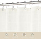 MitoVilla Cream White Boho Extra Long Shower Curtain 72 x 84, Modern Farmhouse 84 inch XL Polyester Linen Texture Tassel Fabric Shower Curtain Set with Hooks for Country Bathroom Decor, Ivory