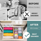 Lzerking Drawer Divider 4 Pack, Kitchen Bamboo Drawer Organizers, 17-22" Adjustable Wood Dividers for Clothes, Spring Loaded, Works in Kitchen, Dresser, Bathroom and Bedroom