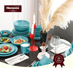 Pearl Dots Stoneware Dinnerware Set (16pc Set, Turquoise)