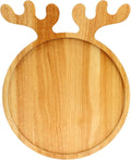 Renawe Christmas Decor Wood Tray 15"x12" Large Round Serving Platters Wooden Charcuterie Board Xmas Dinner Plate Dish Cookies Trays Cheese Board Charger Plates for Christmas Holiday Dessert Platter