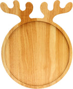 Renawe Christmas Decor Wood Tray 15"x12" Large Round Serving Platters Wooden Charcuterie Board Xmas Dinner Plate Dish Cookies Trays Cheese Board Charger Plates for Christmas Holiday Dessert Platter