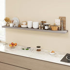72 Inch Floating Shelves, 9.3" Deep Floating Shelf Wall Mounted, 72" Wall Shelves, Rustic Deep Bookshelf, Large Display Shelves & Storage Shelves for Bedroom, Living Room, Grey, Set of 1