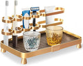 YUPER Bathroom Countertop Organizer, Vanity Organizer With Makeup Brush Holder, Countertop Tray for Skincare, Perfume, Cosmetics, Toothbrush, Toothpaste, Mouthwash