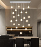 24-Lights Modern Rectangular Crystal Chandelier LED Raindrop Ceiling Pendant Light Crystal Lighting Fixture for Living Room Hotel Staircase Hallway Foyer Entryway Bedroom Silver