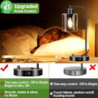 Set of 2 Black and Gold Industrial Table Lamps with USB Port, Fully Stepless Dimmable Bedside Lamps for bedrooms, Nightstand Desk Lamps with Clear Glass Shade for Reading Office 2 LED Bulb Included