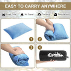 Ivellow Travel Pillow Cooling Camping Pillow for Sleeping Compressible Shredded Memory Foam Pillow Compact Firm Supportive Pillow for Adults Kids Outdoor Backpacking Hiking Essential Gear Blue S