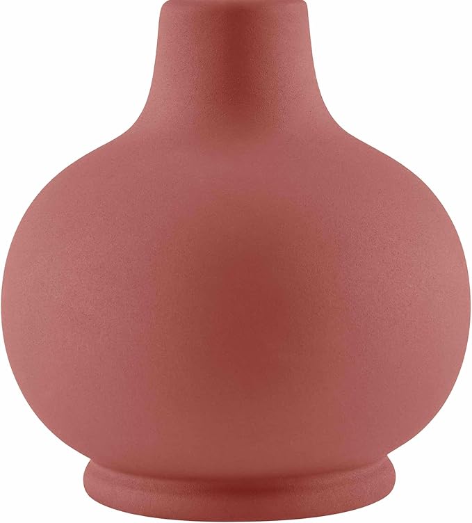BoutiqueRugs Navarro Boho Ceramic Bedside Table Lamp for Bedroom Nightstand and Living Room - Shade Cotton - Brown, White - 13" H
