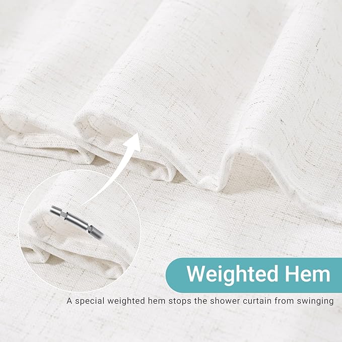 White Linen Small Stall Shower Curtains for Bathroom Natural Boho Shower Curtains Stall Bath 36x72 Cloth Fabric Half Narrow Water Repellent RV Drapes for Bathtub 36 x 72 Inches