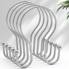 AmazerBath Chrome Shower Curtain Hooks Shower Curtain Rings, Simple Double Sided Shower Curtain Hooks Rust Proof, Smooth Glide Metal Shower Hooks for Shower Curtain Rod, 12 Pcs Shower Rod Hooks
