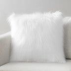 Phantoscope Faux Fur Solid Decorative Pillow Cover Fluffy Throw Pillow Mongolian Luxury Fuzzy Pillow Case Cushion Cover for Bedroom and Couch, True White 22 x 22 Inches, Pack of 1