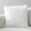 Phantoscope Faux Fur Solid Decorative Pillow Cover Fluffy Throw Pillow Mongolian Luxury Fuzzy Pillow Case Cushion Cover for Bedroom and Couch, True White 24 x 24 Inches, Pack of 1