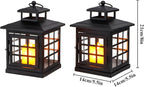 TRIROCKS Set of 2 Decorative Candle Lantern Metal Candle Holder Hanging Lantern Perfect for Home Decor Halloween Living Room Parties Events Tabletop Indoors Outdoors (Black)