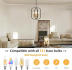 Black and Gold Chandelier for Dining Room, 4 Light Farmhouse Entryway Light Fixture, Adjustable Modern Farmhouse Chandelier Light Rustic Small Kitchen Chandelier for Entryway, Living Room, Foyer