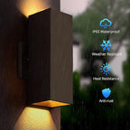 Modern Up Down Wall Lights Outdoor with Dusk to Dawn Photocell Sensor, LED Outdoor Wall Lighting, Waterproof Bronze Porch Lantern, 13" Square Wall Sconce for House Garden Entrance