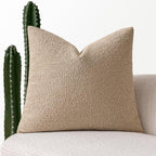 MIULEE Textured Boucle Throw Pillow Cover Khaki Accent Solid Eruo Sham Pillow Case Decorative Soft Pack of 1 Couch Cushion Chair Sofa Bedroom Livingroom Home Decor,24x24 Inch