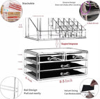 Cq acrylic Clear Make Up Organizer Countertop,Small 4 Drawers Cosmetic Storage,Cute Vanity Skincare Organizers for Jewelry,Lipstick,Makeup Brush,Beauty Product Desk and Bathroom Organizers and Storage