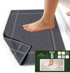 Pearl Linens Pack of 6 Washable Cotton Bath Mat 20X30– Soft & Absorbent, Quick-Dry Bathroom Mat Set – Not Bathroom Rugs – After Shower Mat, Terry Bath Tub Mat, 687 GSM Grey