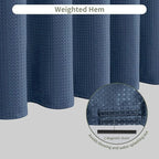 Inhousolu Fabric Shower Curtain Waffle Weave, Moonlight Blue 230 GSM Heavy Duty, Weighted Hem, 14 Metal Hooks, Water Repellent, Machine Washable, Hotel Spa Luxury Bath Curtain Set, 72 x 72 Inch