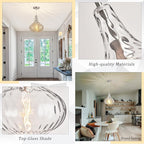 Glass Pendant Light Brushed Nickel 11-inch Hammered Pendant Lighting for Kitchen Island, Kitchen Sink, Hallway, Living Room