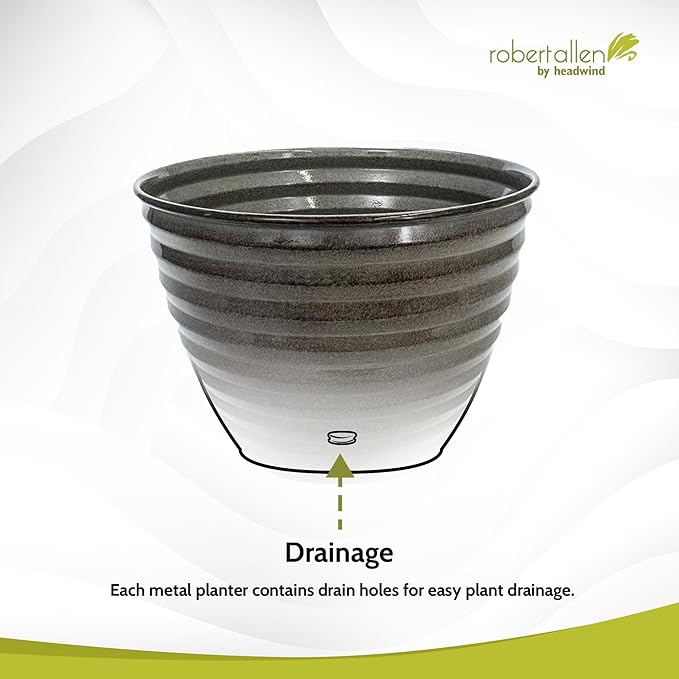 Headwind Avondale Collection Ironstone Decorative Planter - 12 Inch Pebblewood Grey Finish, Lightweight, Durable, Rust-Resistant, Weatherproof, Indoor & Outdoor Use by Robert Allen