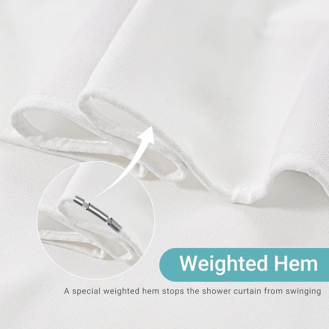 Extra Long White 96 Inch Shower Curtain Linen Drapes for Bathroom 72x96 Boho Farmhouse Water Repellent Extra Tall Hotel Curtains 72 x 96 Inches Long Drapes with Hooks 8Ft