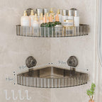 Corner Shower Caddy Suction Cup Bathroom Shower Organizer for Bathroom Storage Home Decor & Kitchen No Drilling Large Capacity Removable and Reusable Shower Shelves for Inside. (black, corner)